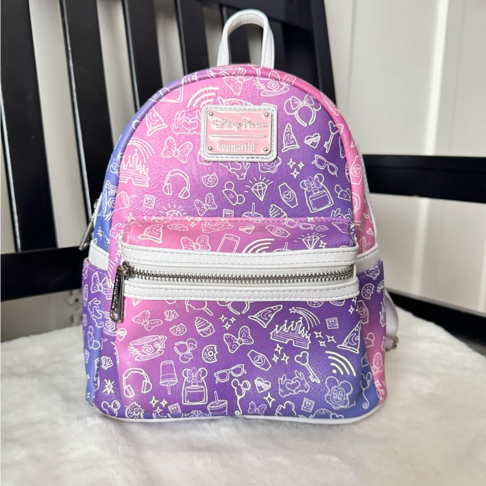 Loungefly x Disney Pink Purple Ombre Mini Backpack - Snack Themed